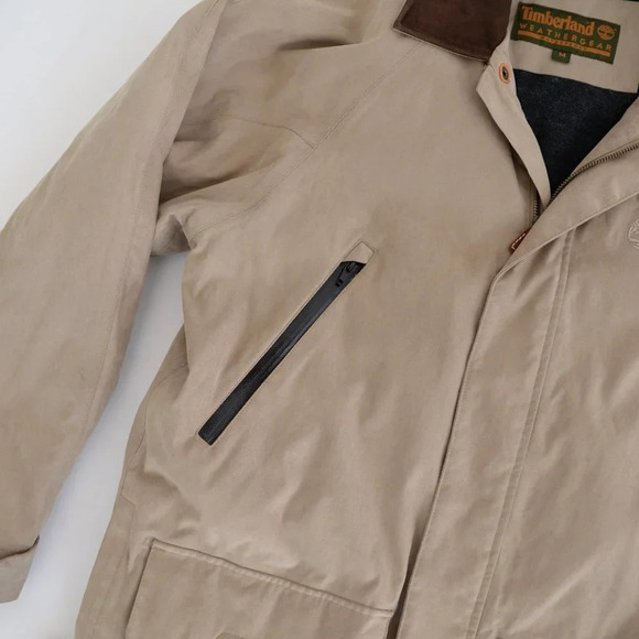 Timberland Weathergear Tan Zip Up Lined Winter Jacket ~Medium - Picture 12 of 16